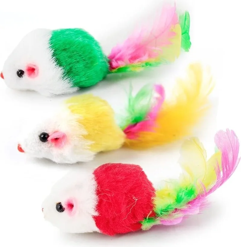 Tineke Colorful Furry Realistic Mouse Cat Toy 5 Pieces