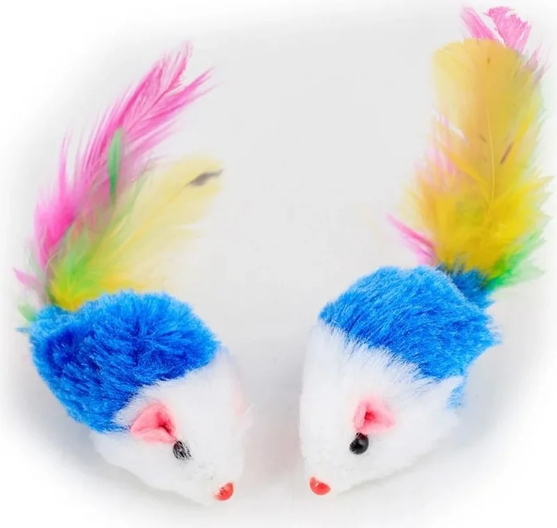 Tineke Colorful Furry Realistic Mouse Cat Toy 5 Pieces