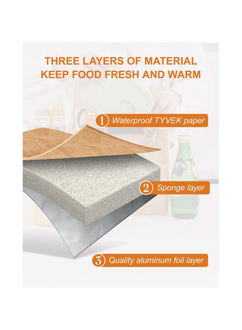 SYOSI Insulated Lunch Bag, Women Reusable Lunch Bag, Lightweight Tyvek Insulated Lunch box Lunch Tote for Office Work Picnic Travel, Lightweight and Water-Resistant, Easy to Clean Beige Lunch Bag - Image 4