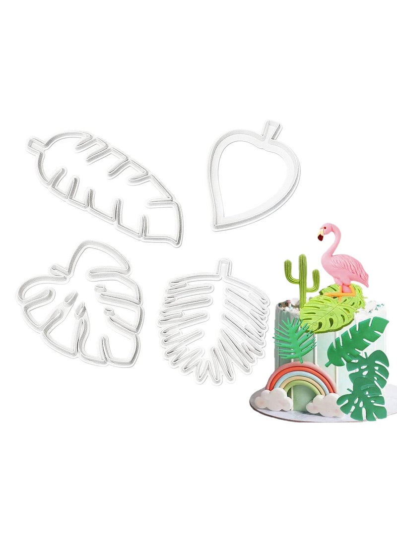 Sweet seven Tropical Leaf Cookie Cutter Set - 4-Piece Fondant & Gum Paste Mold for Cake Decoration, Palm & Flowers Shapes, Creative Baking Fun  - Image 1