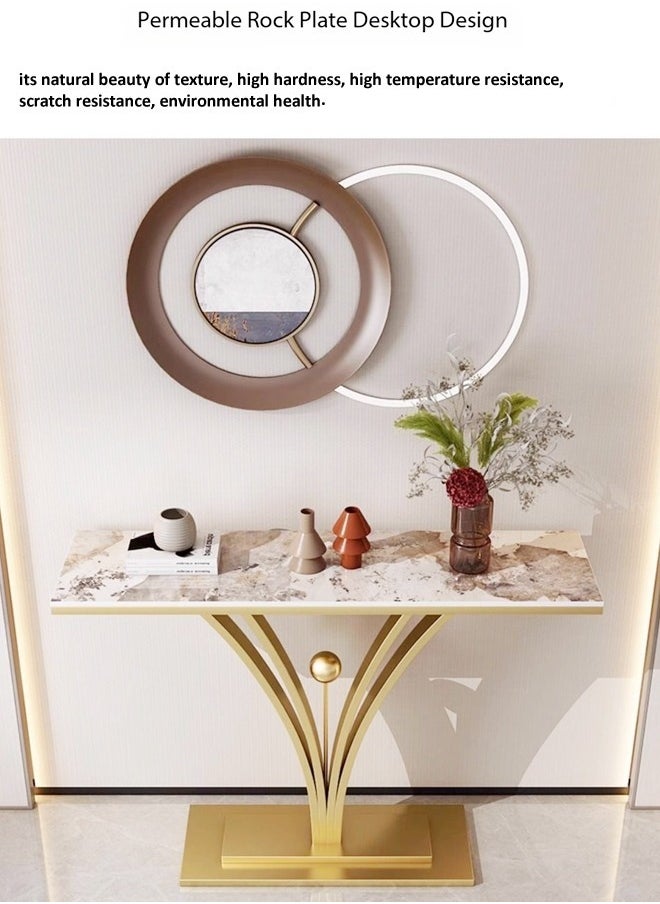 Modern Design Rock Slab Console Table White Sintered Stone Entryway Table White and Gold Geometric Line Pedestal for Foyer Living Room Offices 100x30x80 cm - pzsku/ZE89D03E1E2AD664DC2F2Z/45/_/1727954680/808644e1-93e4-4237-896a-80ef6b2f64c0