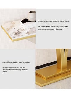 C&C Home Modern Design Rock Slab Console Table White Sintered Stone Entryway Table White and Gold Geometric Line Pedestal for Foyer Living Room Offices 100x30x80 cm  - Image 4