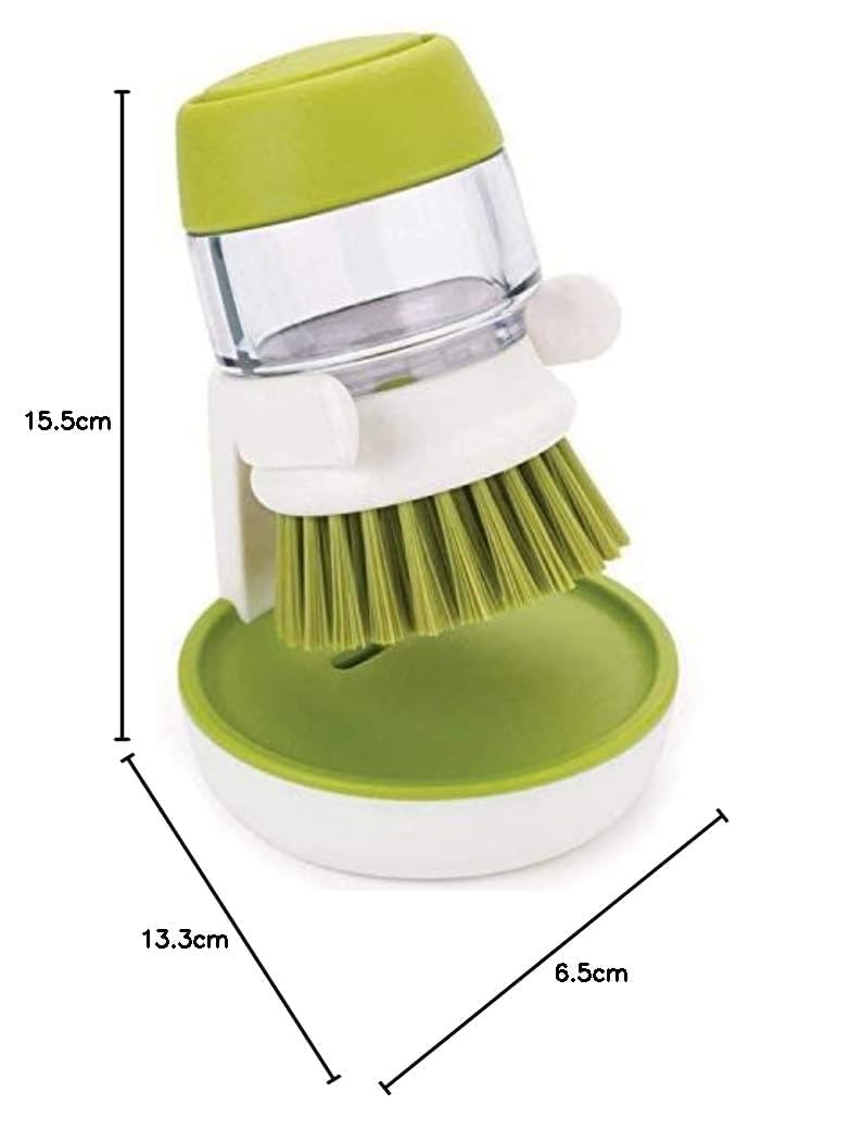 Pihuza Cleaning Brush with Soap Dispenser – Kitchen Sink Dishwashing Brush with Storage Stand | Durable Plastic Soap Dispensing Cleaning Brush for Dishes, Pots & Pans - Image 4