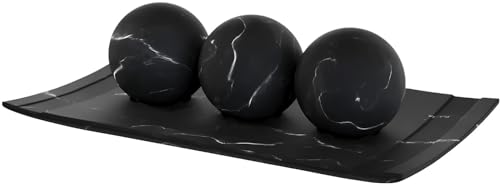 Creative Scents Black Marble Look Home Decor Bowl and Orb Set - Coffee Table Decor for Living Room - Centerpiece Table Decorations for Dining Table, Kitchen Counter, Foyer - Elegant House Decoration - Image 1