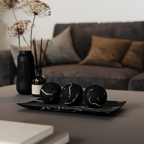 Creative Scents Black Marble Look Home Decor Bowl and Orb Set - Coffee Table Decor for Living Room - Centerpiece Table Decorations for Dining Table, Kitchen Counter, Foyer - Elegant House Decoration - Image 3