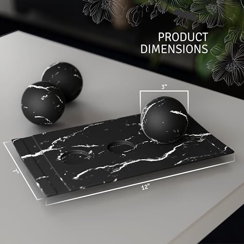 Creative Scents Black Marble Look Home Decor Bowl and Orb Set - Coffee Table Decor for Living Room - Centerpiece Table Decorations for Dining Table, Kitchen Counter, Foyer - Elegant House Decoration - Image 4
