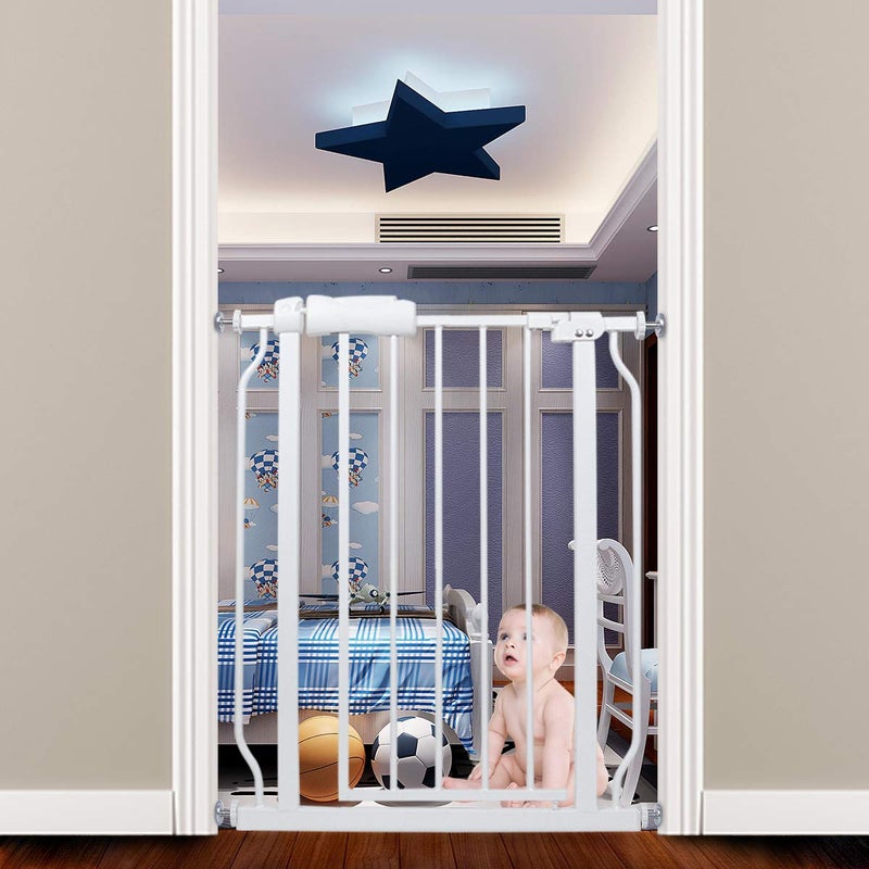 COSEND Extra Wide Pressure Mount Baby Gate Walk Through Auto Close White Metal Child Dog Pet Indoor Safety Gates for StairsDoorwaysKitchen and Living Room 43314803110122CM Black