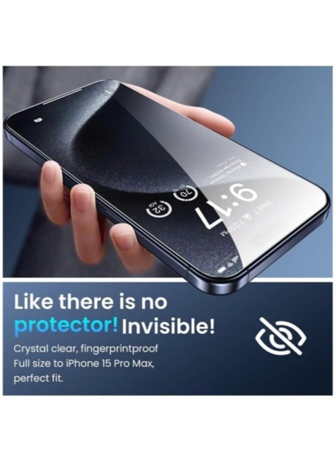 Raxoom Pack Of 3 Screen Protector Designed For iPhone 15 Pro Max Anti-Scratch Tempered Glass Clear HD Edge to Edge Full Coverage Friendly Film Screen Protector For Apple iPhone 15 Pro Max - Image 4