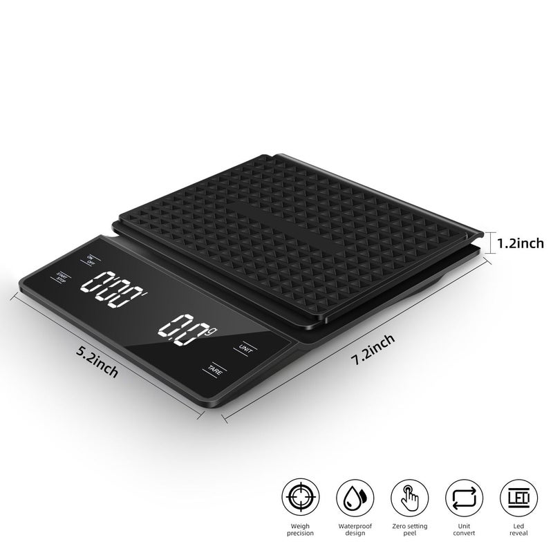 Evolt Digital Coffee Scale with Timer, 0.1 g to 3 kg Precision, for Coffee Brewing and Baking - Image 5