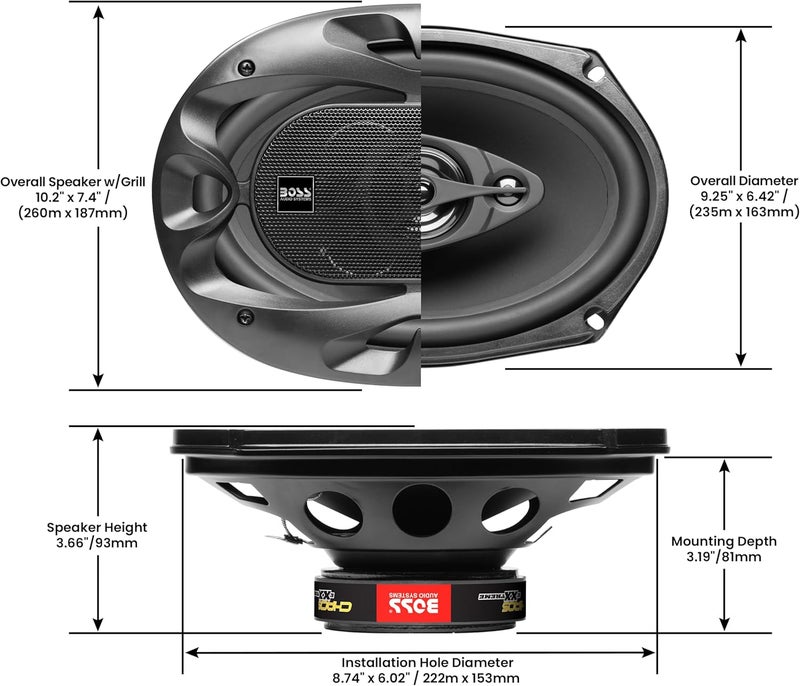 BOSS AUDIO SYSTEMS بوس أنظمة الصوت CH6930B سلسلة الفوضى مكبرات صوت أبواب السيارة 6 × 9 بوصة - 400 واط كحد أقصى، 3 طرق، صوت كامل النطاق، تويتر، متكامل، تباع في أزواج - Image 5