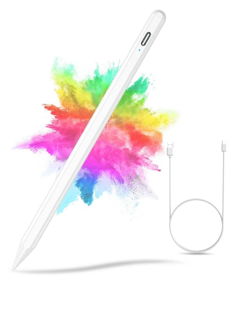 Stylus Pen for iPad (2018-2022) – Palm Rejection, Capacitive Pencil with 4 Extra Tips, Compatible with iPad 10/9/8/7/6, Mini 6/5, Air 5/4/3, Pro 11"/12.9" (White) - Image 1