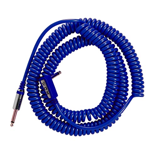 VOX VCC090 Blue Coiled 1/4" Cable with Mesh Bag, 29.5' - Image 1