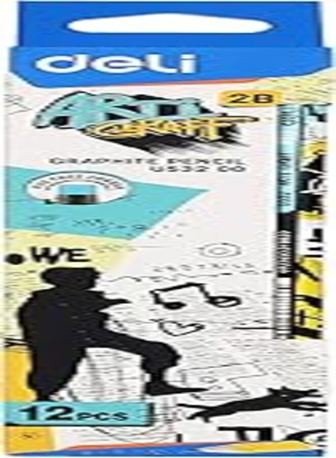 Deli u53200 2b pencil with eraser - 12 pieces