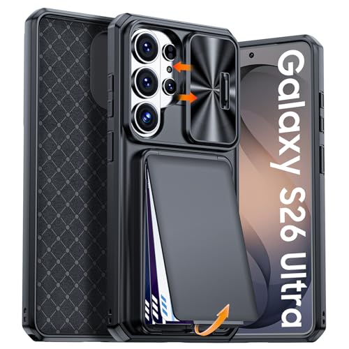 BSNRM for Samsung Galaxy S26 Ultra Case Wallet with RFID Blocking, Card Holder, Slide Camera Lens Cover, Silicone Edge Raised, Rugged Heavy Duty Phone Cover Case for Galaxy S26 Ultra, 2026, Black - Image 1