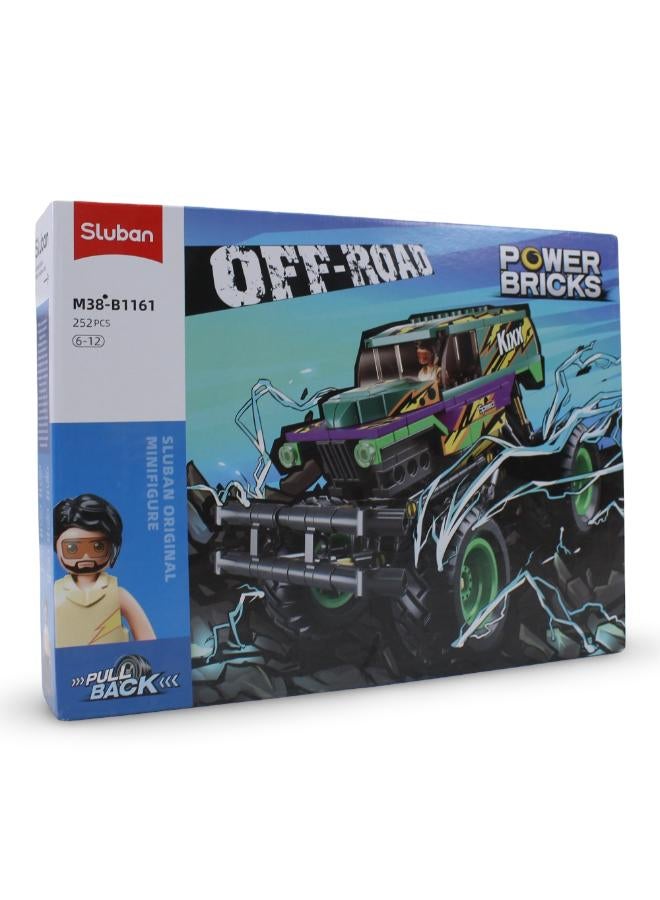 Sluban Bigfoot Green Purple Speed Kixx Monster Truck Building Blocks Set - 252 Pcs - Image 1