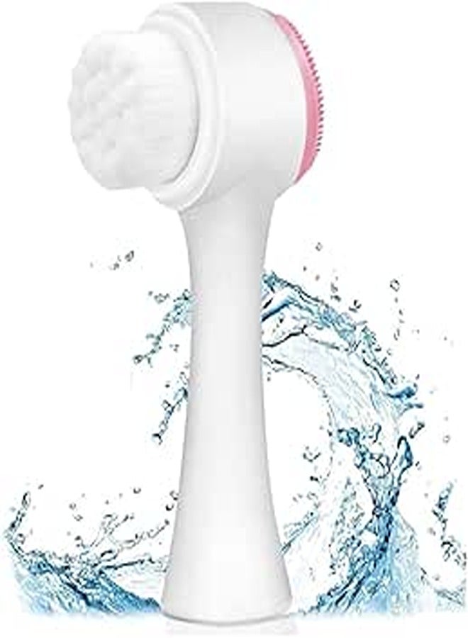Manual Face Wash Brush for Deep Pore Exfoliation Massaging, Double-Sided Facial Cleanser Brush,Manual Facial Cleansing Brush, 2-in-1 Skin Care face Brush, Silicone Facial Scrubber