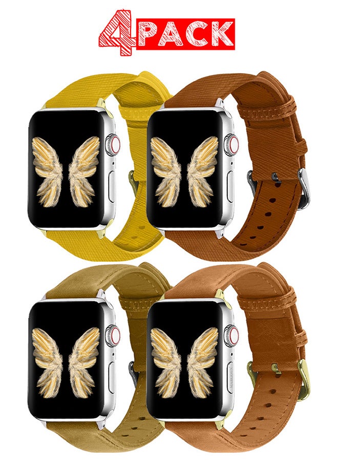 CATANES - 4 Pack For Apple Watch Band 38mm/40mm/41mm Leather Band Buckle Strap Wristband Compatible with Apple watch series 7/6/5/4/3/2/1/SE - Image 1