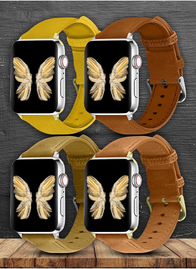 CATANES - 4 Pack For Apple Watch Band 38mm/40mm/41mm Leather Band Buckle Strap Wristband Compatible with Apple watch series 7/6/5/4/3/2/1/SE - Image 1