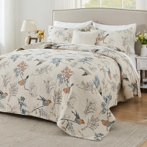 Qucover Cotton Quilts Twin Size, 2 Piece Flying Bird Quilt Set, Twin Quilted Bedspread Set with Pillow Shams, Farmhouse Bedding for All Season - Image 2