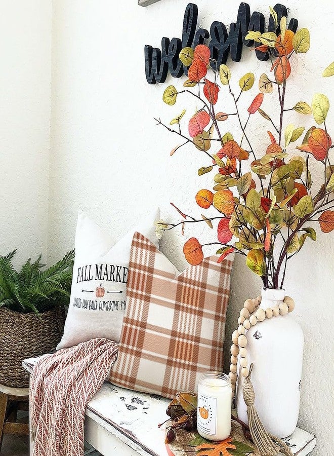 RABUSOFA Fall Plaid Pillow Covers 18x18 Inch,Brown Outdoor Autumn Decoration for Home Sofa Couch Indoor Lumbar Cushion Cases (Brown, 18" x 18") - Image 5