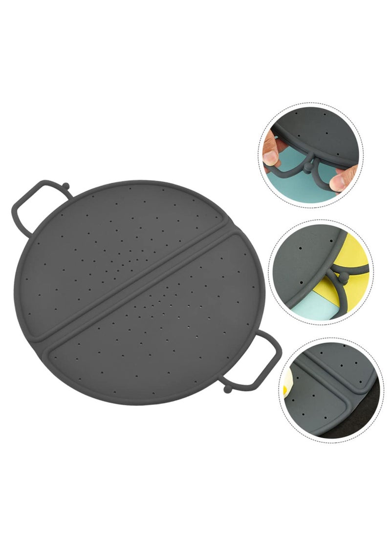 SYOSI بخار قابل للطي، سلة بخار خضار سيليكون مع مقابض متينة، رف بخار للطبخ، رف بخار خضار لتهوية، عوازل سيليكون لرحلات التخييم (12x12بوصة) - Image 2