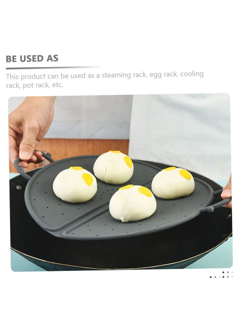 SYOSI بخار قابل للطي، سلة بخار خضار سيليكون مع مقابض متينة، رف بخار للطبخ، رف بخار خضار لتهوية، عوازل سيليكون لرحلات التخييم (12x12بوصة) - Image 4