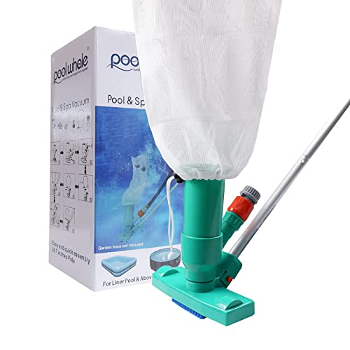 POOLWHALE Portable Pool Vacuum Jet Underwater Cleaner W/Brush,Bag,6 Section Pole of 56.5"(No Garden Hose Included),for Above Ground Pool,Spas,Ponds & Fountains - Image 1