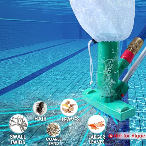 POOLWHALE Portable Pool Vacuum Jet Underwater Cleaner W/Brush,Bag,6 Section Pole of 56.5"(No Garden Hose Included),for Above Ground Pool,Spas,Ponds & Fountains - Image 5