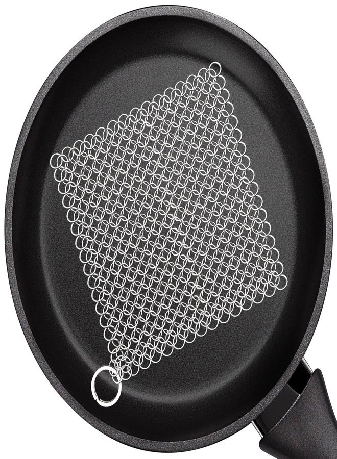 Vicsamer Cast Iron Cleaner, 6 Inch 316 Stainless Steel Skillet Cleaner, Cast Iron Scrubber with Hanging Ring, Chain Mail Scrubber for Griddle Skillet, BBQ Grills, Wok, Cast Iron Pan - Image 1