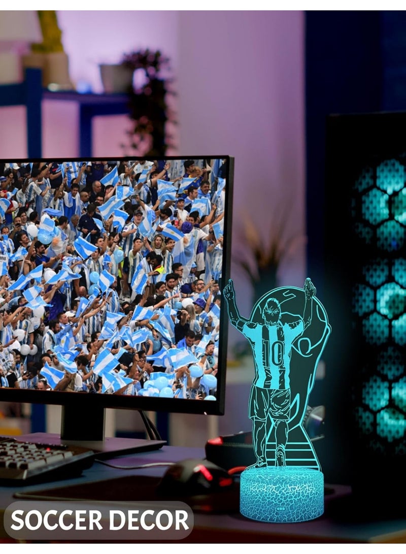 مصباح USB ثلاثي الأبعاد على شكل لاعب كرة قدم رقم 10 للأولاد، 16 لونًا قابلة للتغيير مع جهاز تحكم عن بعد، إضاءة ديكور لاعب كرة قدم للغرفة، هدايا كرة قدم للأطفال والمراهقين والرجال في أعياد الميلاد - Image 2