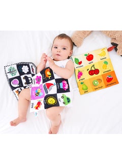 Generic Baby Jiugongge Newspaper Cloth Book Early Education Ring Paper Can't Tear Cloth Book 0-3 Years Old BB Toy Ring Paper Cloth Book-Color:Color Vision: Farm Animals + Fruit  - Image 5
