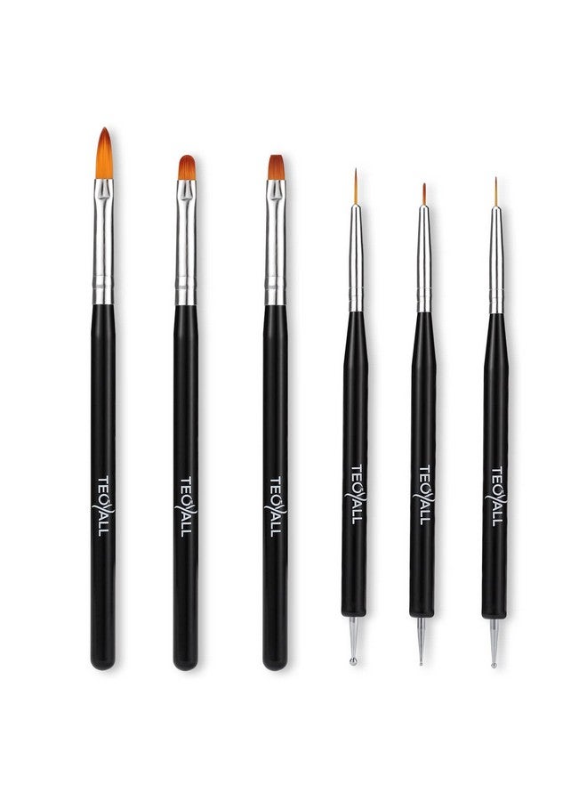 TEOYALL Nail Art Brushes Nail Design Painting Brushes Builder Gel Brush Nail Dotting Tools Nail Fine Liner Brushes - Image 1