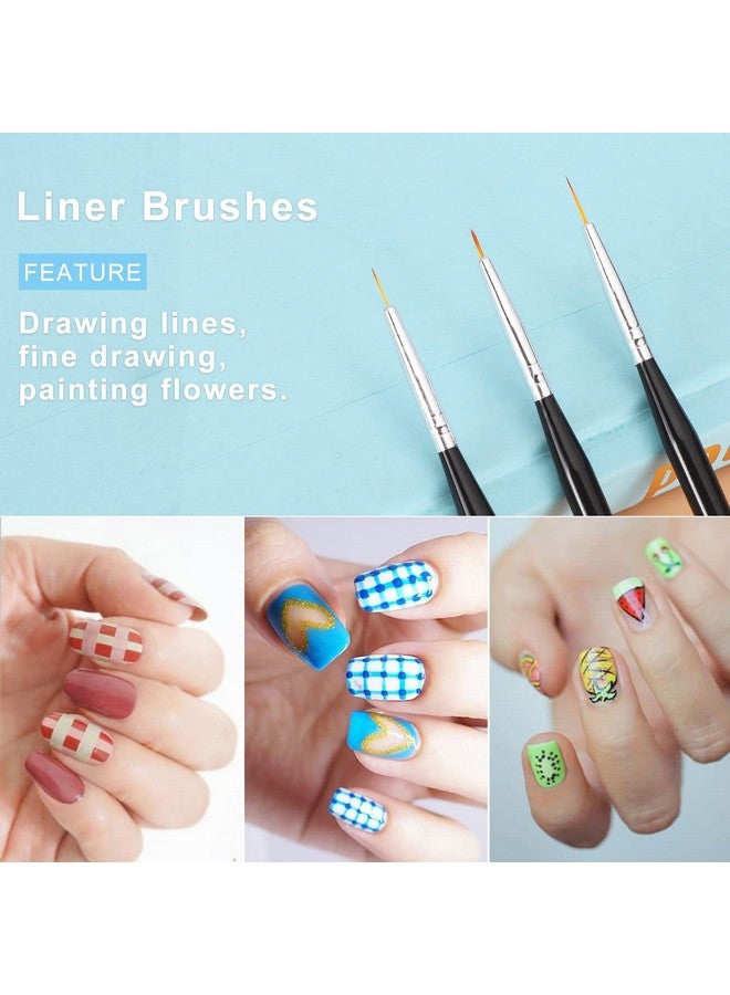 TEOYALL Nail Art Brushes Nail Design Painting Brushes Builder Gel Brush Nail Dotting Tools Nail Fine Liner Brushes - Image 2