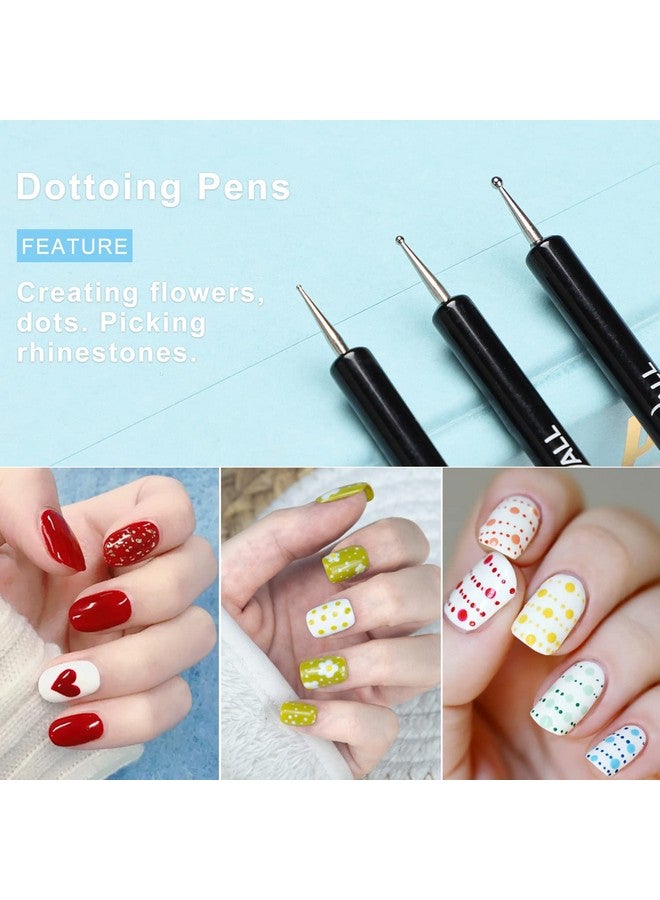 TEOYALL Nail Art Brushes Nail Design Painting Brushes Builder Gel Brush Nail Dotting Tools Nail Fine Liner Brushes - Image 3