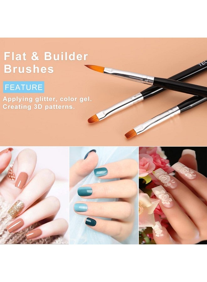 TEOYALL Nail Art Brushes Nail Design Painting Brushes Builder Gel Brush Nail Dotting Tools Nail Fine Liner Brushes - Image 4