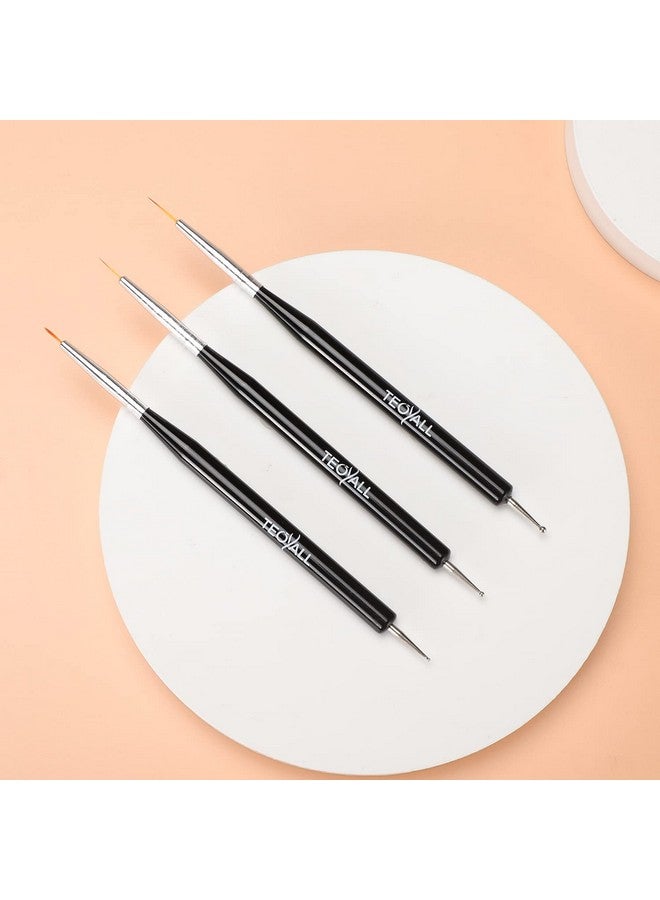 TEOYALL Nail Art Brushes Nail Design Painting Brushes Builder Gel Brush Nail Dotting Tools Nail Fine Liner Brushes - Image 5