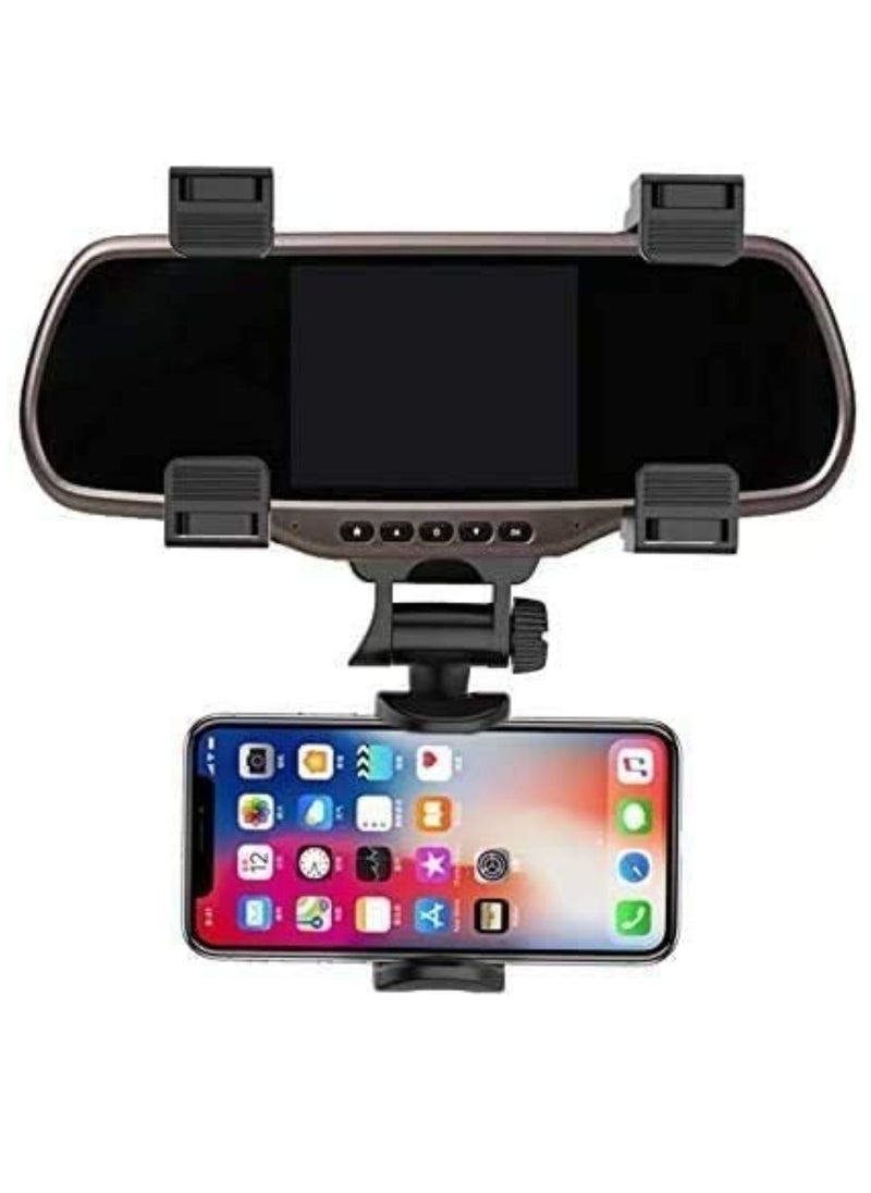 360 Rotation Adjustable Car Rearview Mirror Mount Phone Holder GPS Stand Universal Navigate Support Automobile Data Recorder Bracket Easy to Install Applicable to 99% of Car Models - Image 1