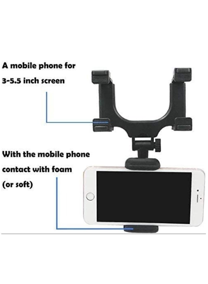 360 Rotation Adjustable Car Rearview Mirror Mount Phone Holder GPS Stand Universal Navigate Support Automobile Data Recorder Bracket Easy to Install Applicable to 99% of Car Models - Image 2