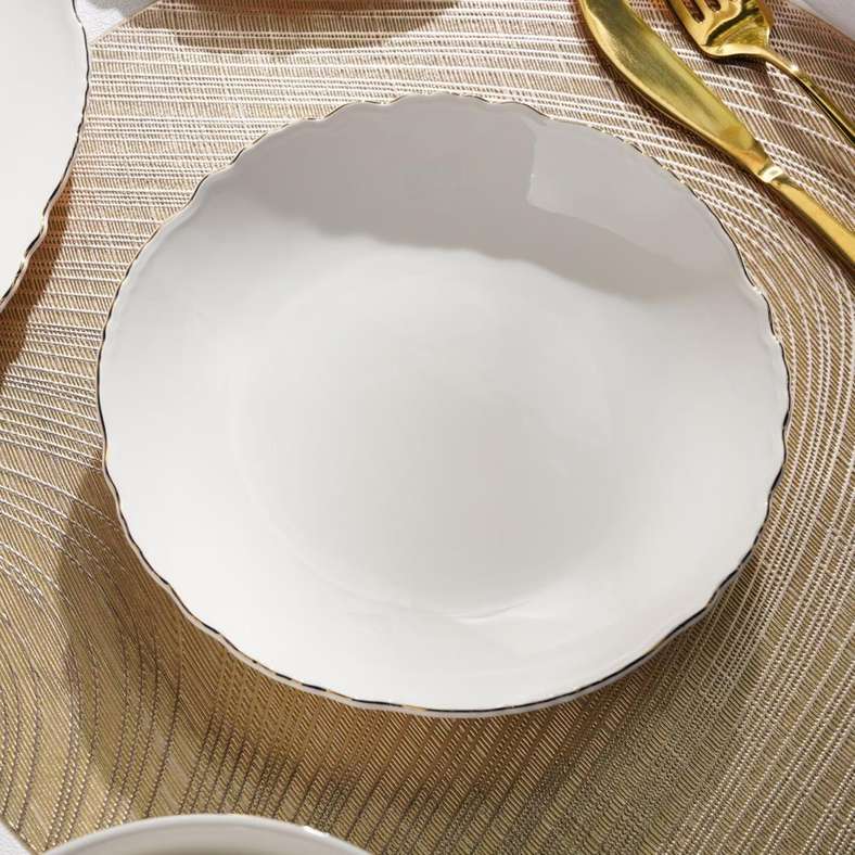 Pan Home Amari Scallop Porcelain Soup Plate - White - Image 1