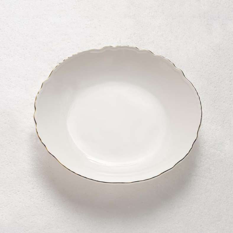Pan Home Amari Scallop Porcelain Soup Plate - White - Image 4