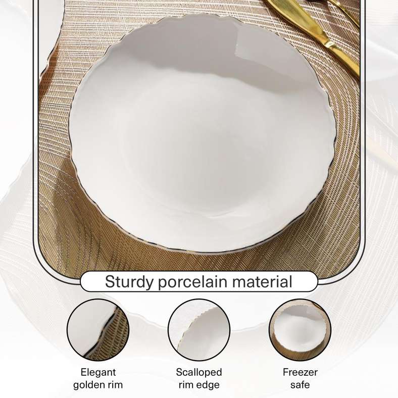 Pan Home Amari Scallop Porcelain Soup Plate - White - Image 5