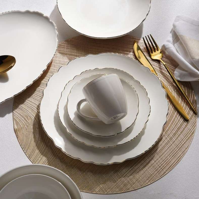 Pan Home Amari Scallop Porcelain Soup Plate - White - Image 3