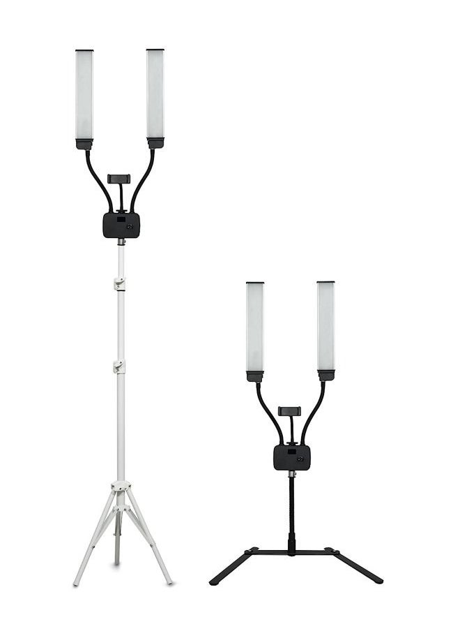 PADOM - Padom Supreme Double Arms LED Fill Light, 5800 Lumens 45W, 3200-5600 Kelvin, 3 Light Colors, with USB Charging Port, Adjustable Tripod, Metal Table Stand & Flexible Phone Holder - Image 1
