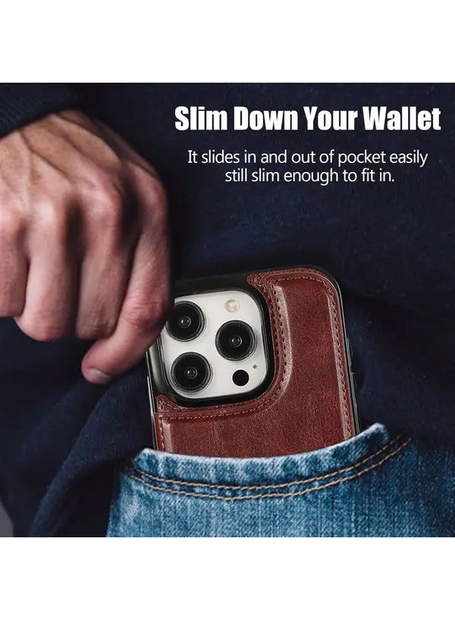 Black Wallet Stand Case For iPhone 16 Pro Max - Image 4