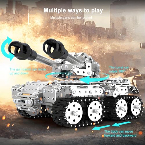 HI-REEKE HIREEKE 3D Metal Puzzle Set Military Battle Tank Model Toy STEM Building Kit for Adult Gift DoubleBarreled969PCS - Image 5