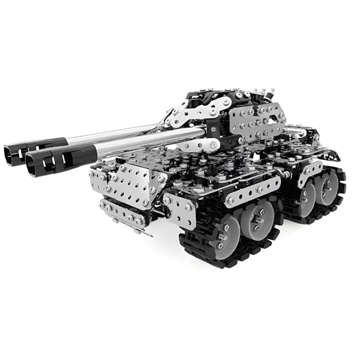 HI-REEKE HIREEKE 3D Metal Puzzle Set Military Battle Tank Model Toy STEM Building Kit for Adult Gift DoubleBarreled969PCS - Image 1