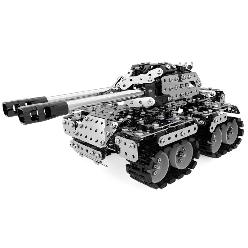 HI-REEKE HIREEKE 3D Metal Puzzle Set Military Battle Tank Model Toy STEM Building Kit for Adult Gift DoubleBarreled969PCS - Image 3