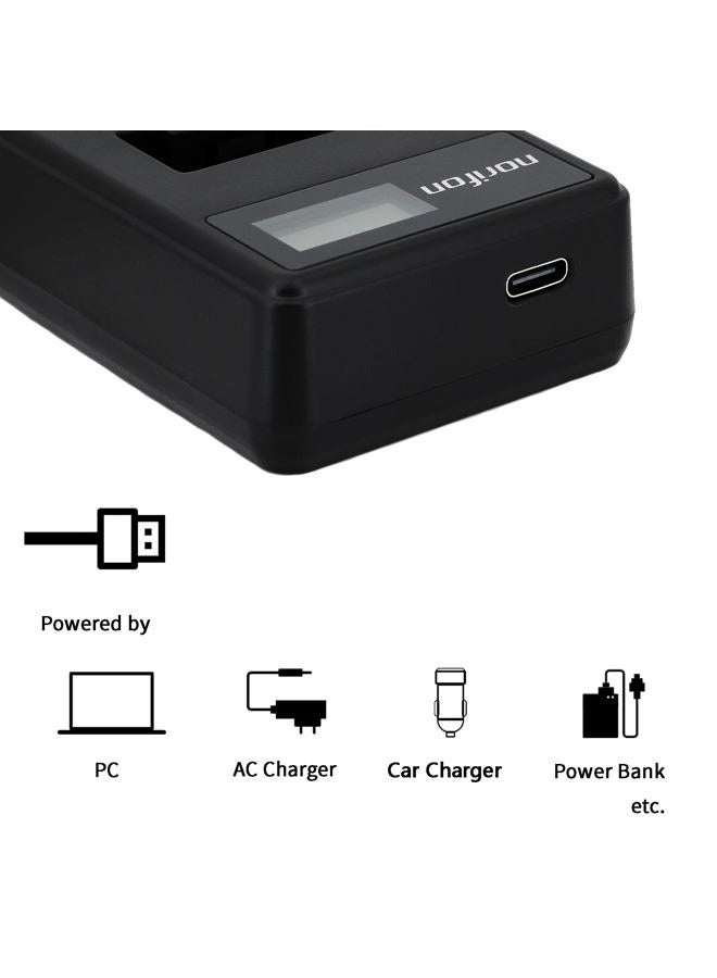 Norifon شاحن USB LCD مزدوج القناة LI-40B لكاميرات أوليمبوس D-720، FE-230، FE-340، FE-280، FE-20، ستايلس 710، 790SW، 770SW، 7010، 760، 720SW، VR-320، VR-310، X-935، X-905 والمزيد، LI-40B-DL - Image 2