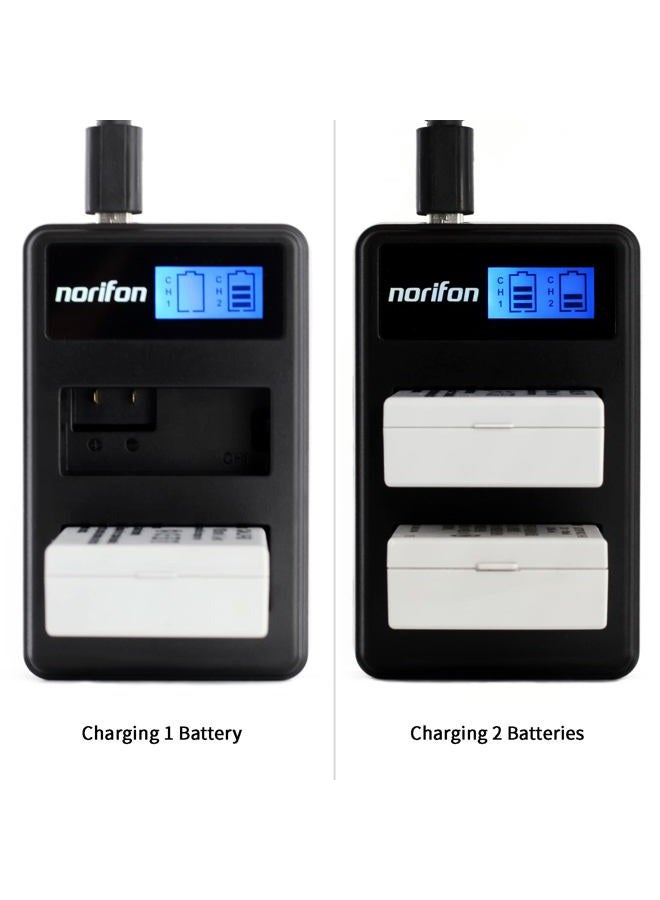Norifon شاحن USB LCD مزدوج القناة LI-40B لكاميرات أوليمبوس D-720، FE-230، FE-340، FE-280، FE-20، ستايلس 710، 790SW، 770SW، 7010، 760، 720SW، VR-320، VR-310، X-935، X-905 والمزيد، LI-40B-DL - Image 5