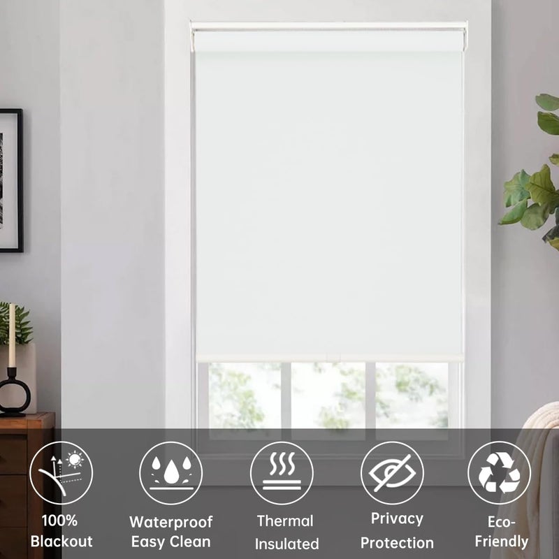 Changshade Cordless Roller Shades Blackout Blinds for Indoor Windows,Pull Down Darkening Roller Shade with UV Protection and Thermal Window Shades for Home and Office(20" W x 72" H,White) - Image 4